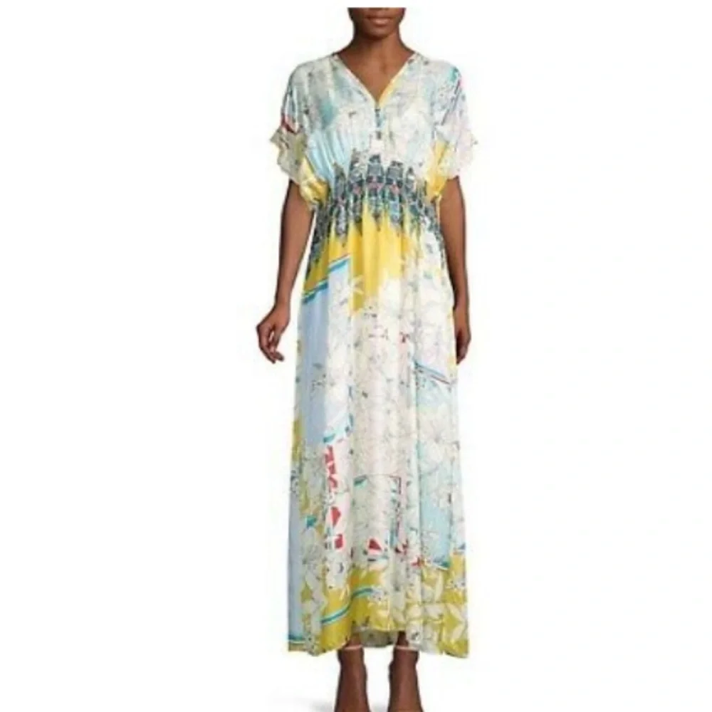 Johnny Was Silk floral Carmel dress size small NWT